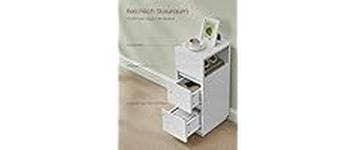 Nachttisch 2er Set 25 x 65 cm, Weiss<br>Nachttisch-Set mit je 2 Schubladen