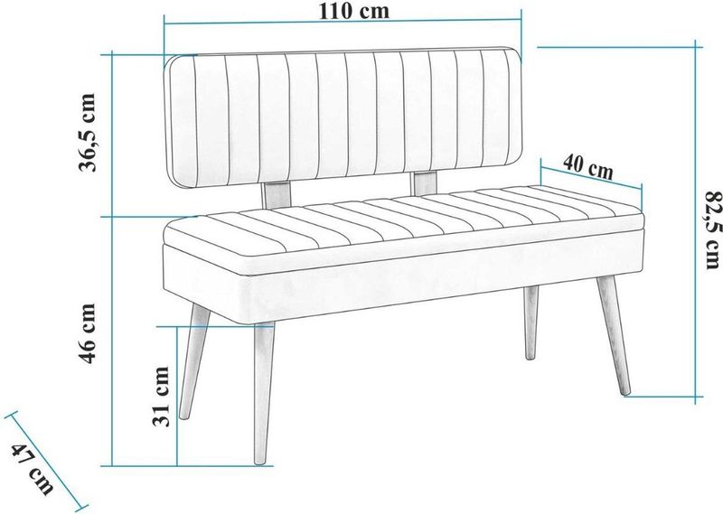 Vina - Eetkamerbank - Groen - 100% Melamine Coating - 110x40x82cm