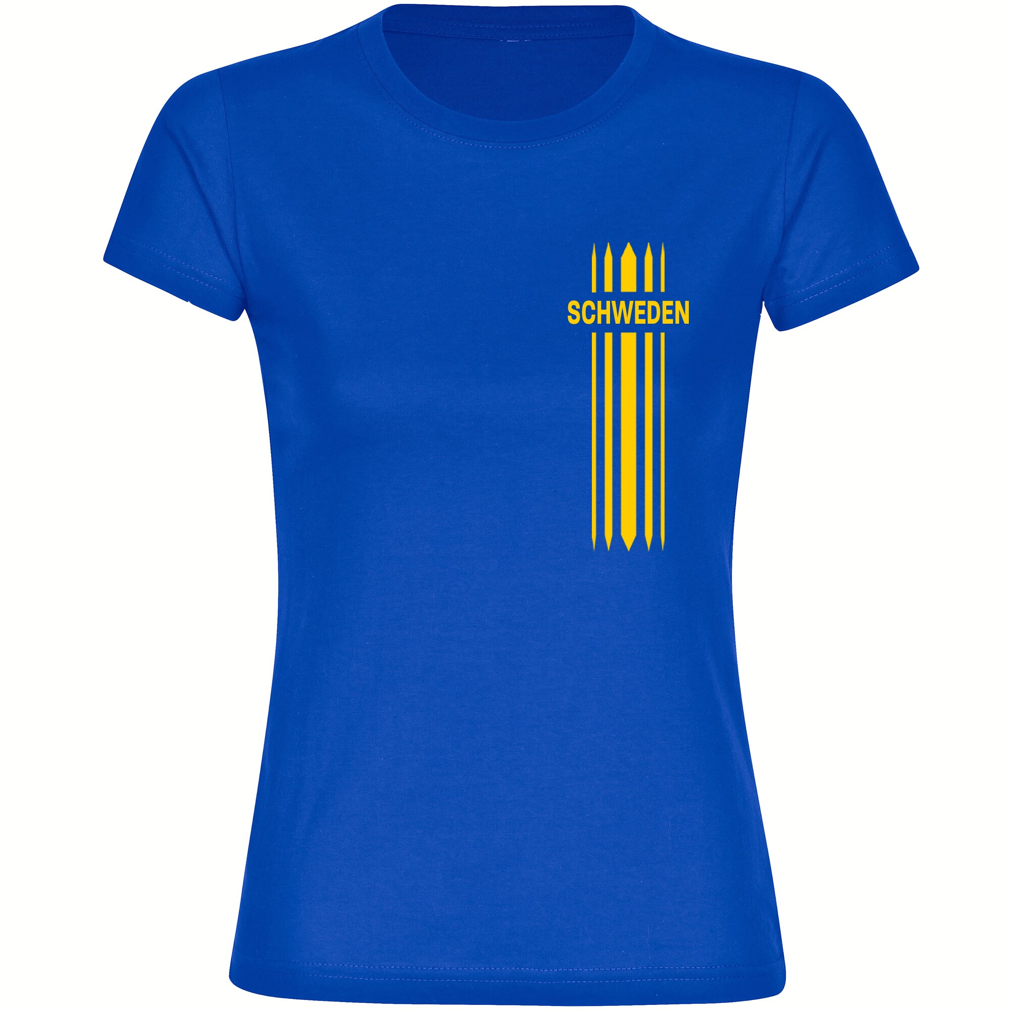 multifanshop® Damen T-Shirt - Schweden - Streifen - Druck gelb
