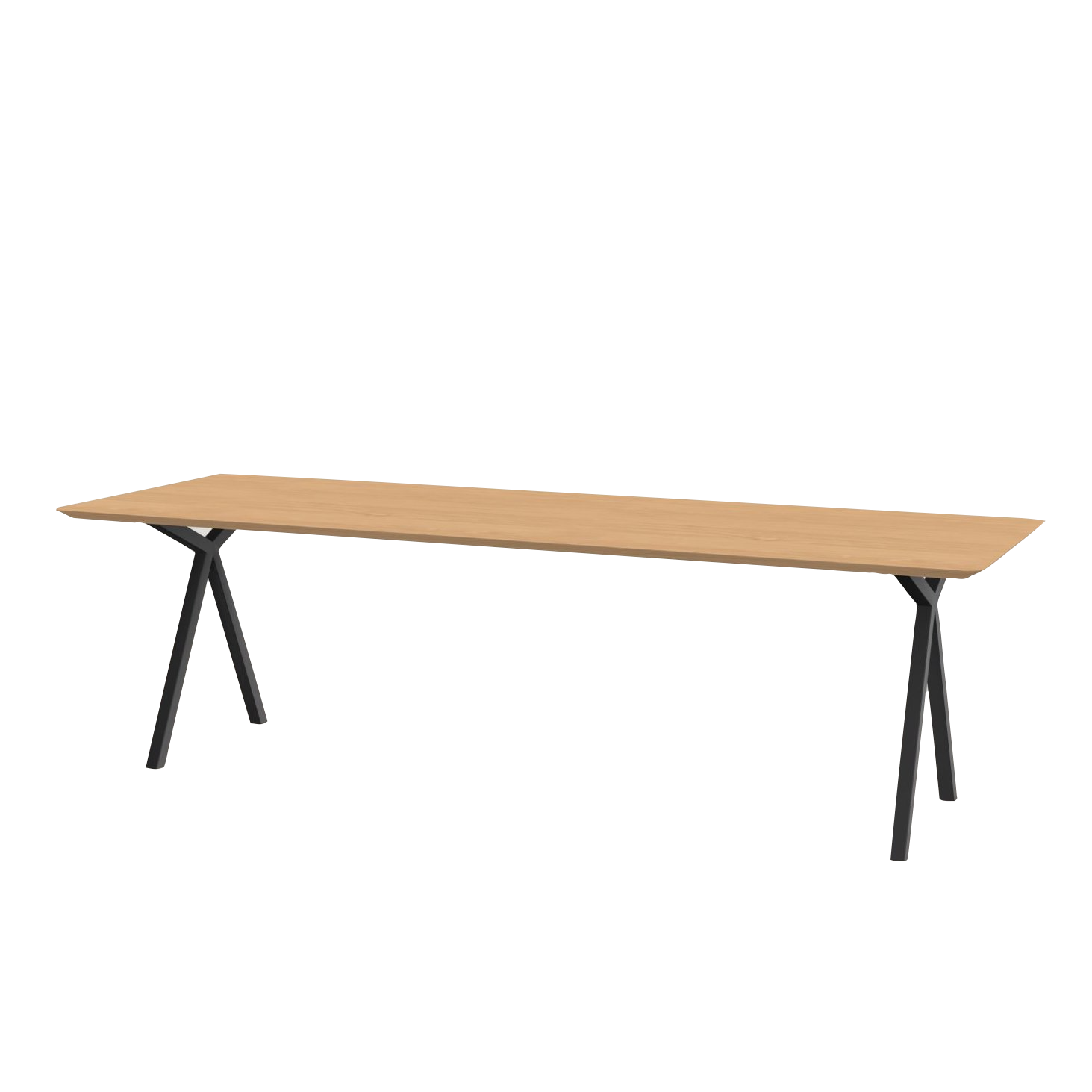 Studio HENK tafel Slim X-type Rechthoekig - zwart frame, hardwax light 3041 260 x 90 cm | HWO NL 3041 | Verjongde Rand | Frame Zwart
