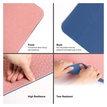 Tapis de Yoga Tapis de Sport Tapis Fitness avec Un Sangle 183 x 61 x 0 6 cm Rose marine