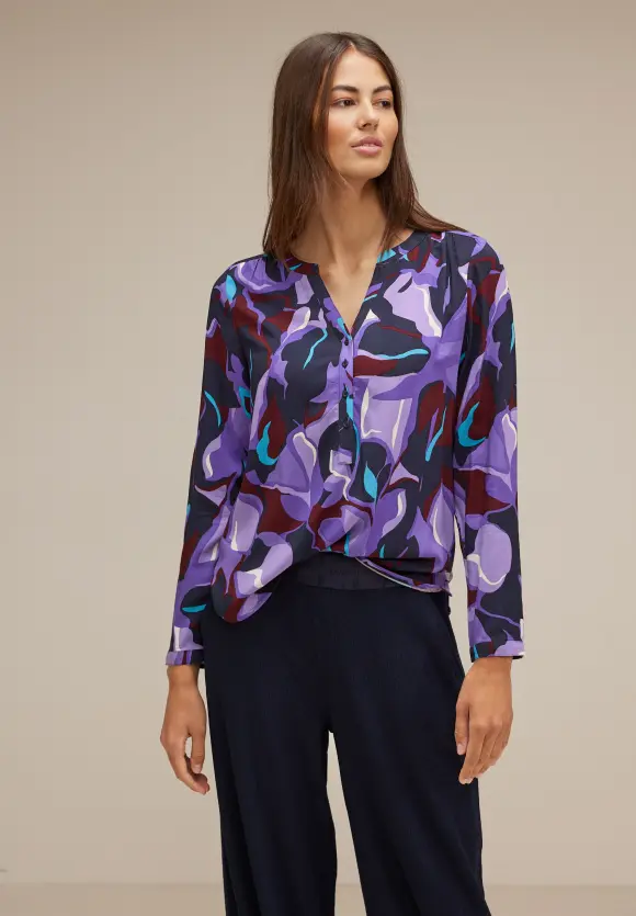Viskose Bluse mit Print - lupine lilac