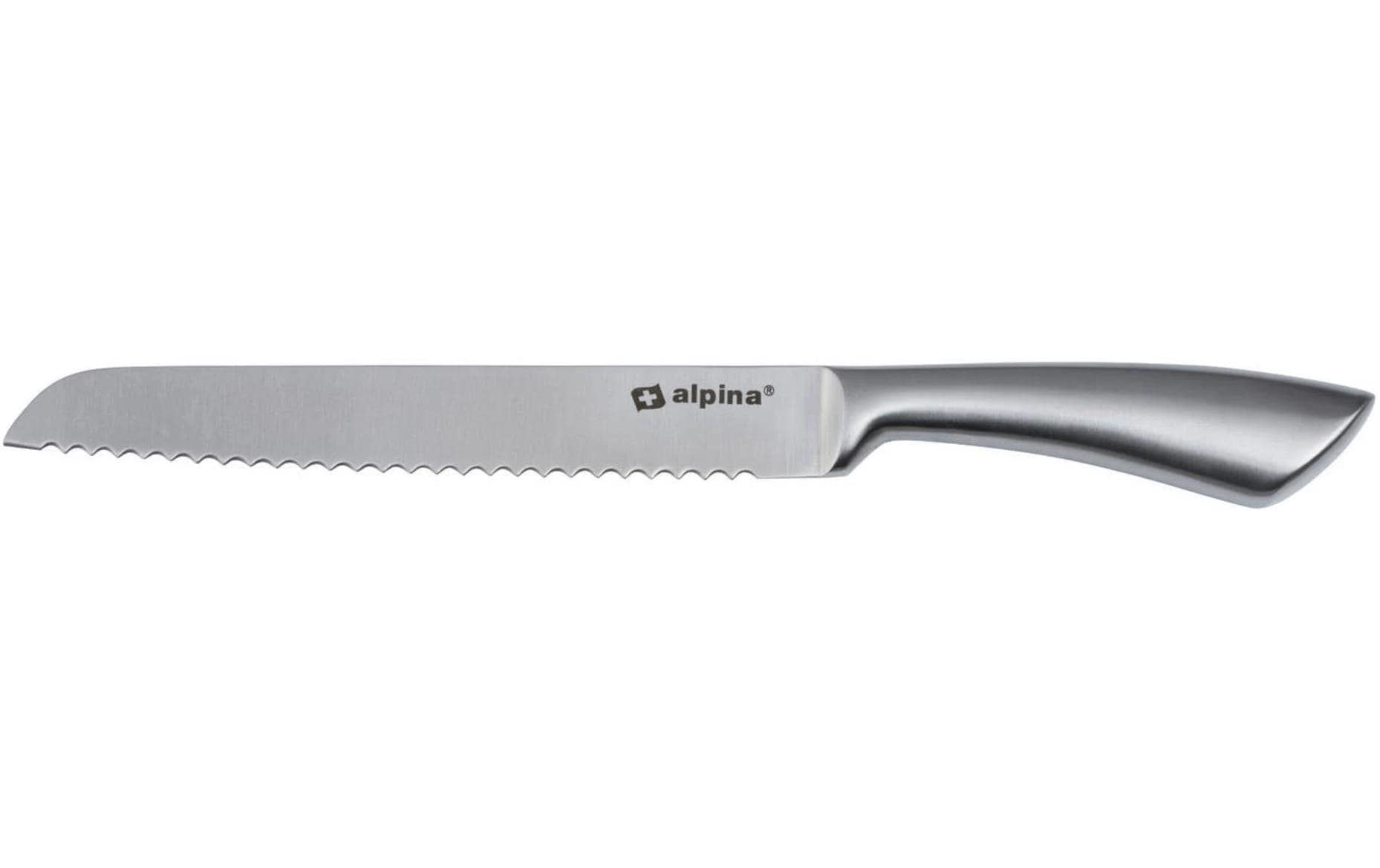 Brotmesser 33.5 cm, SilberBrotmesser aus rostfreiem Stahl mit scharfkantiger Klinge für alle Brotsorten