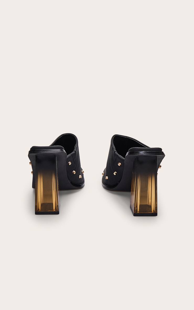 Noir Mules À Talons Bloc En Résine Et Synthétique Clouté