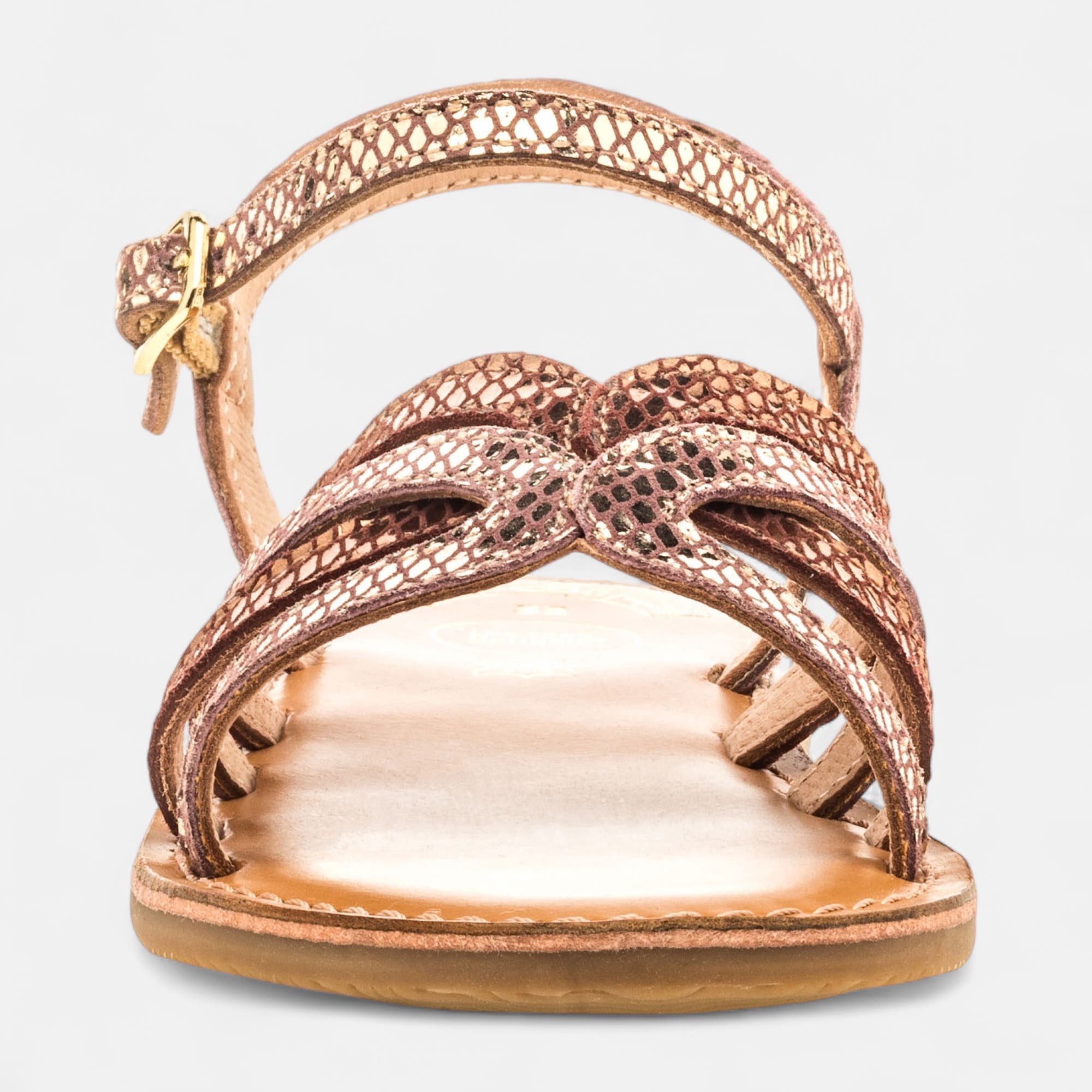 Nu-pieds Fille en cuir marron