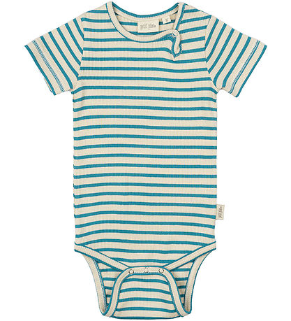 Petit Piao Body k/ä - Rib - Modal - Türkis/Dark Off White