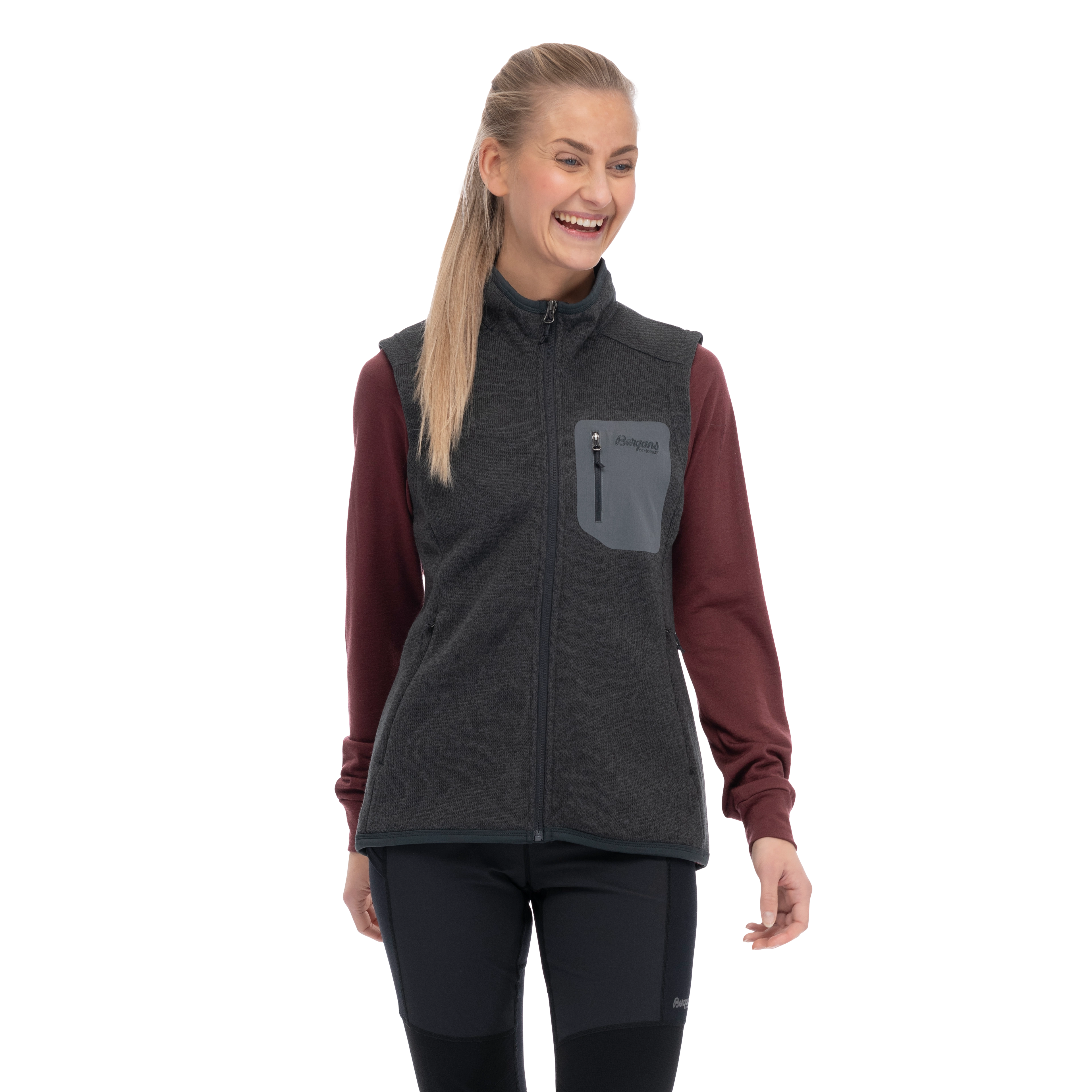 Kamphaug Knitted Vest Women Dark Shadow Grey