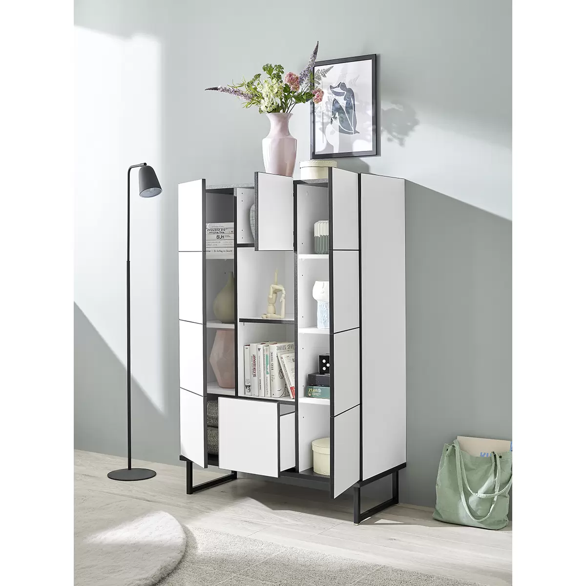 Highboard Vega schwarz,weiss