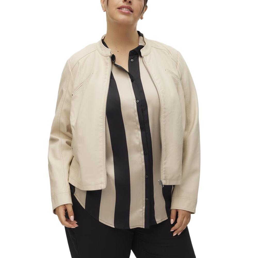 Vero Moda Veste Ecru Similicuir Femme Vero Moda Favodona Coated
