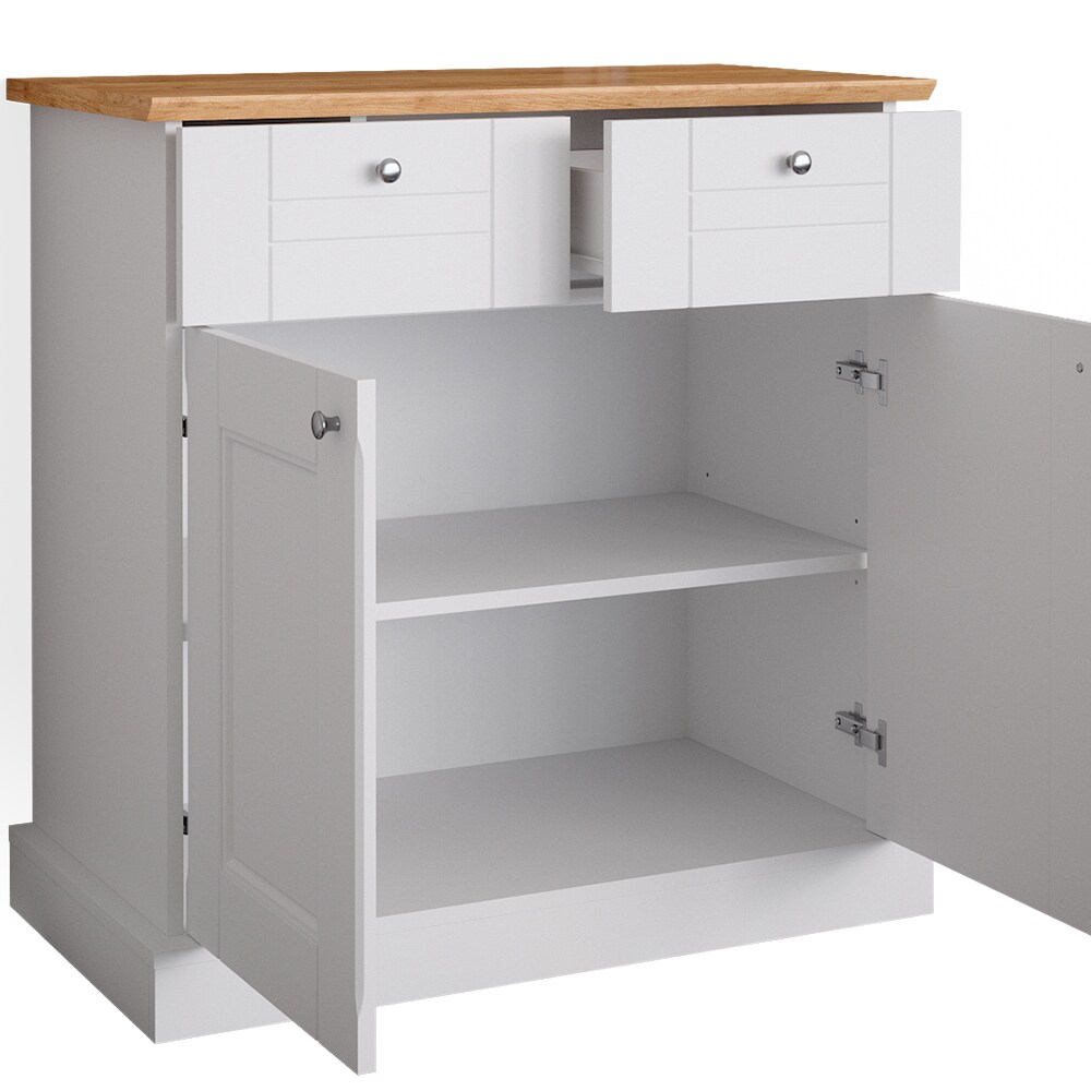 Vicco Kommode Mehrzweckschrank Wohnzimmermöbel Bergamo Weiß Eiche Wohnzimmer Schrank 83x84 cm Vintage Ablage Schublade Schranktür Wohnzimmermöbel