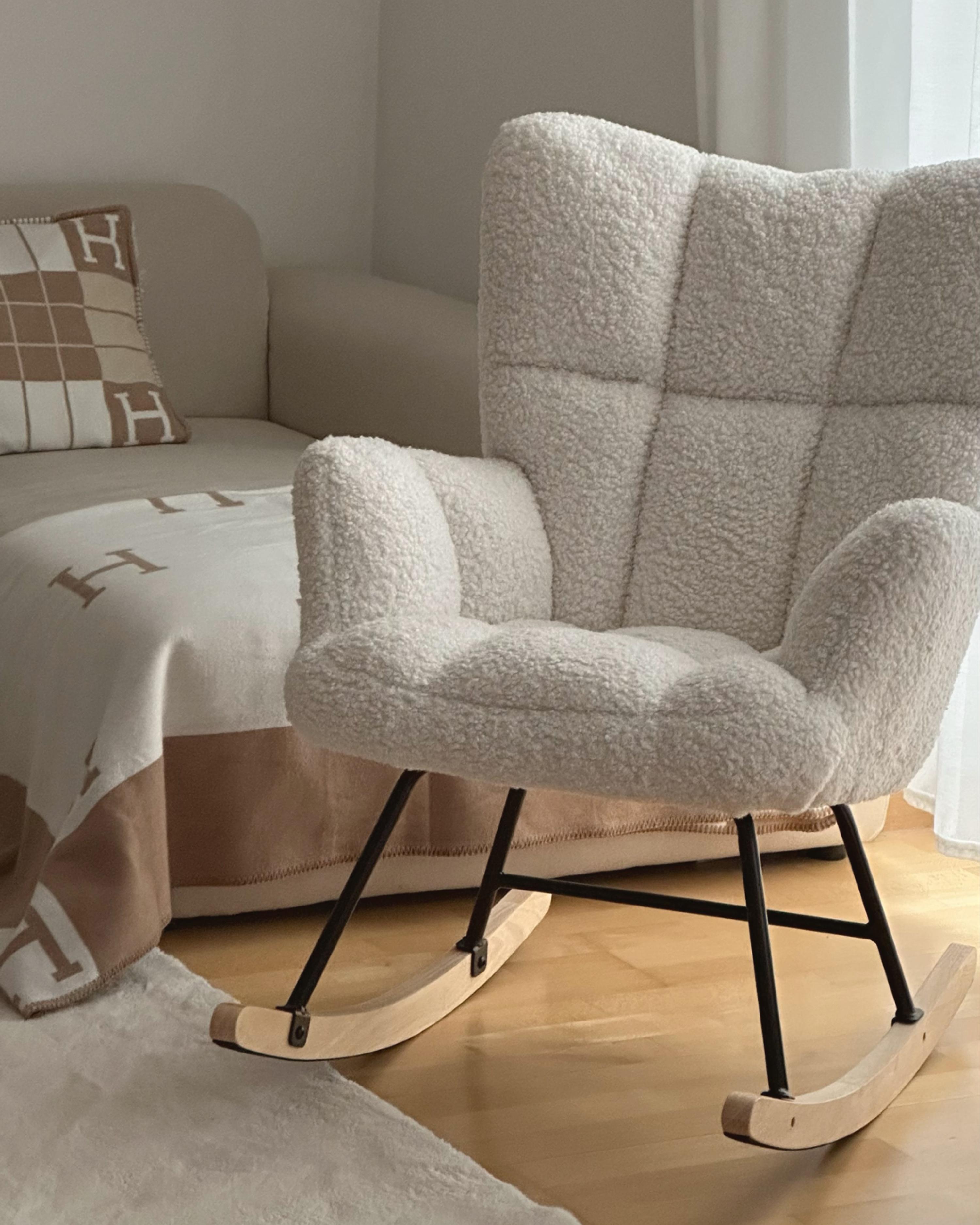 Schommelstoel OULU Bouclé Wit
