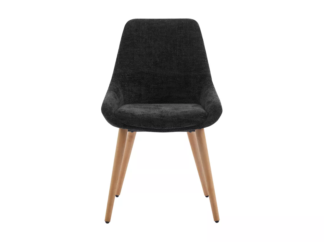 Lot de 2 chaises en tissu texturé et hêtre - Noir - MASURIE