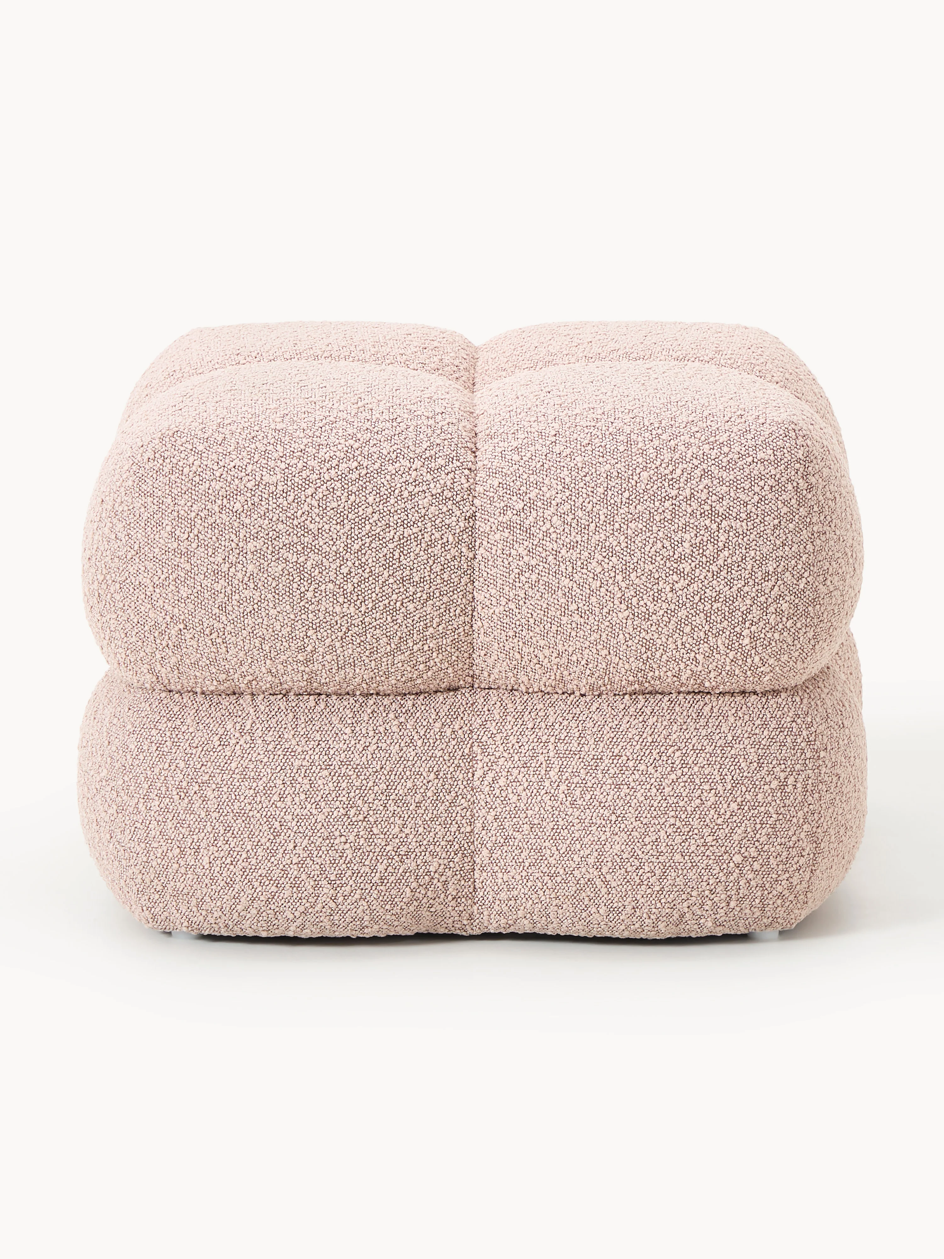 Bouclé gestoffeerde poef Ellie