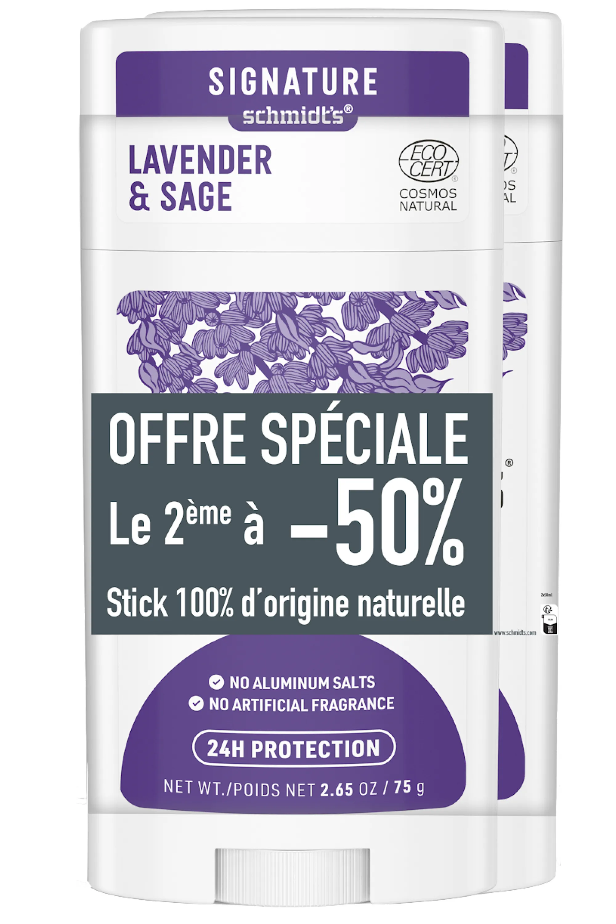 Schmidt’s Duo de déodorants stick Lavande & Sauge-116 ml