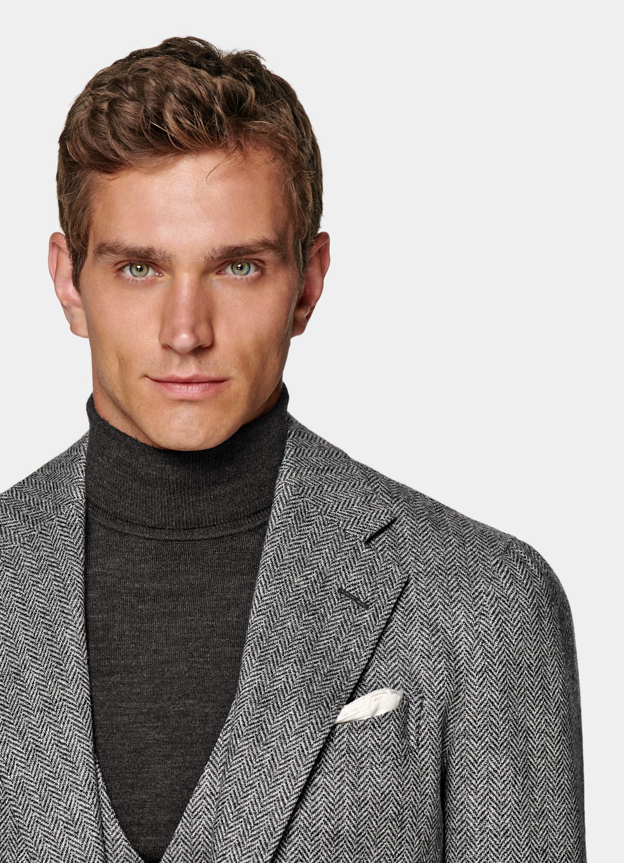 Costume trois pièces Havana coupe Tailored gris moyen à chevrons