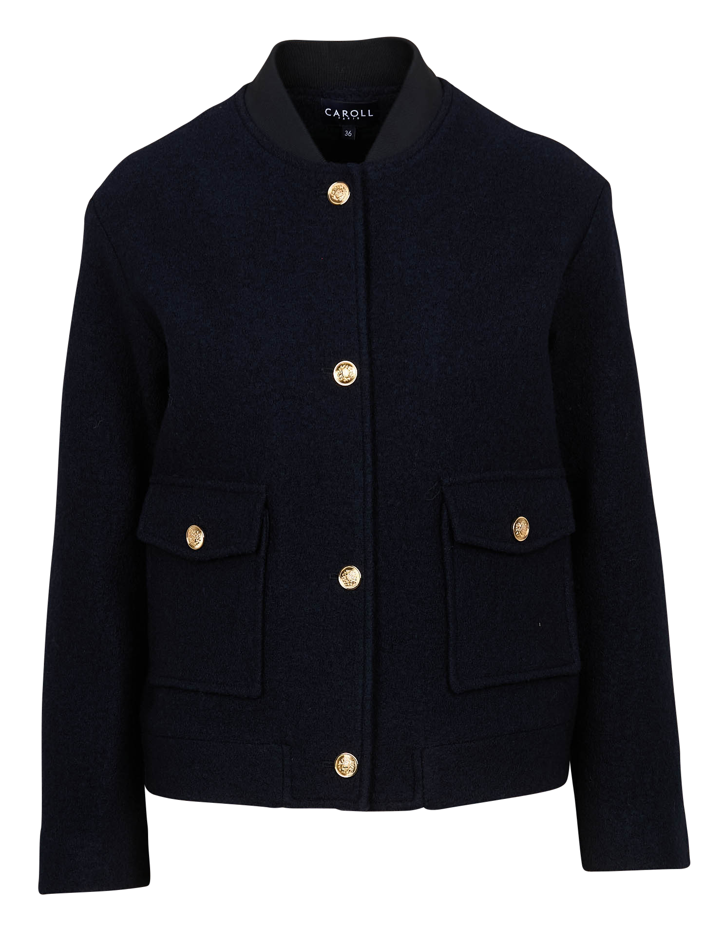 GVALENTIN - Veste droite col teddy en laine | Bleu