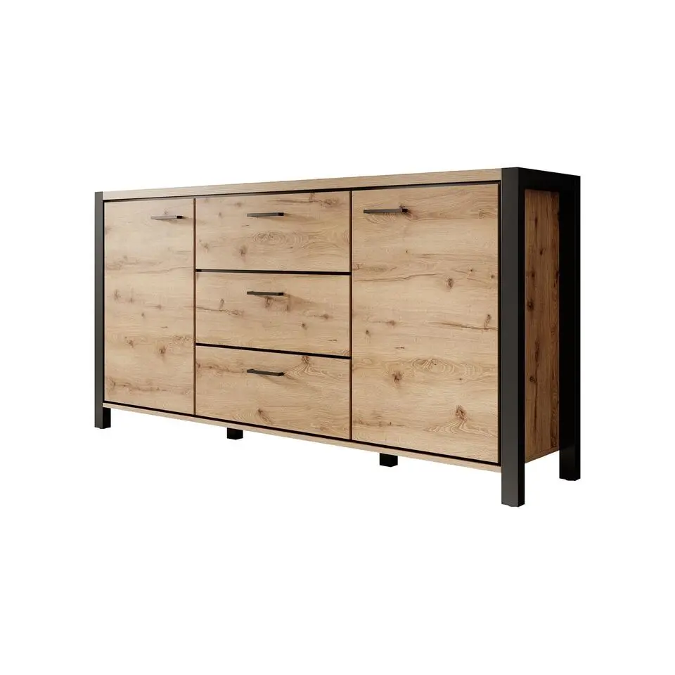 Meubella - Dressoir Acapulco - Eiken - Zwart - 180 cm