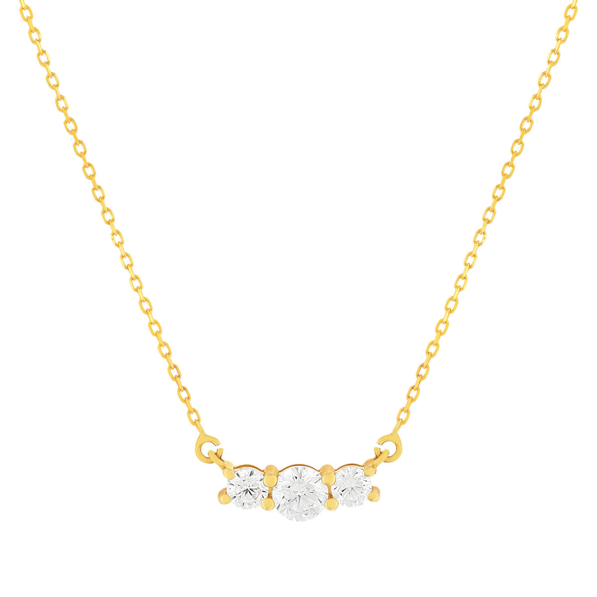 Collier or 375 jaune zirconias, 45 cm