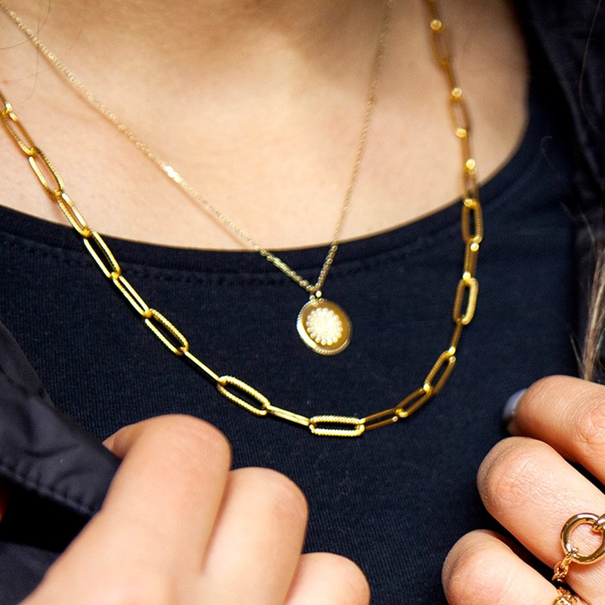 Collier acier jaune 50 cm
