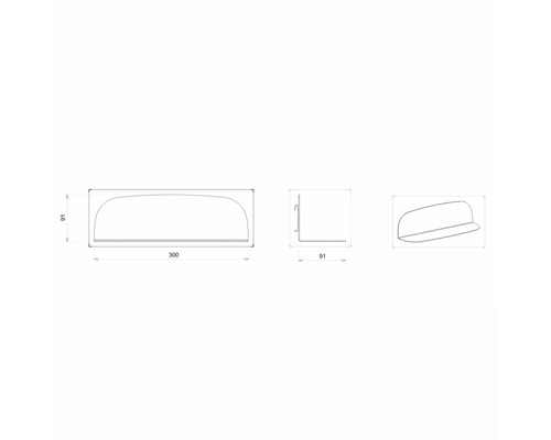 Metalen plank Devo Ovaal BxHxD 30x9,1x9,1 cm grijs