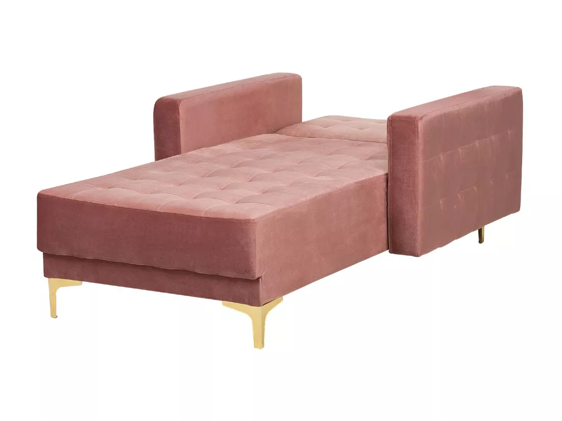 Chaise longue en velours rose ABERDEEN
