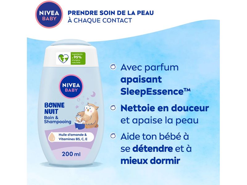 NIVEA BABY Bad & Shampoo Gute Nacht 200 ml Pflegeshampoo schützt und stärkt Haut und Haare und reinigt sanft