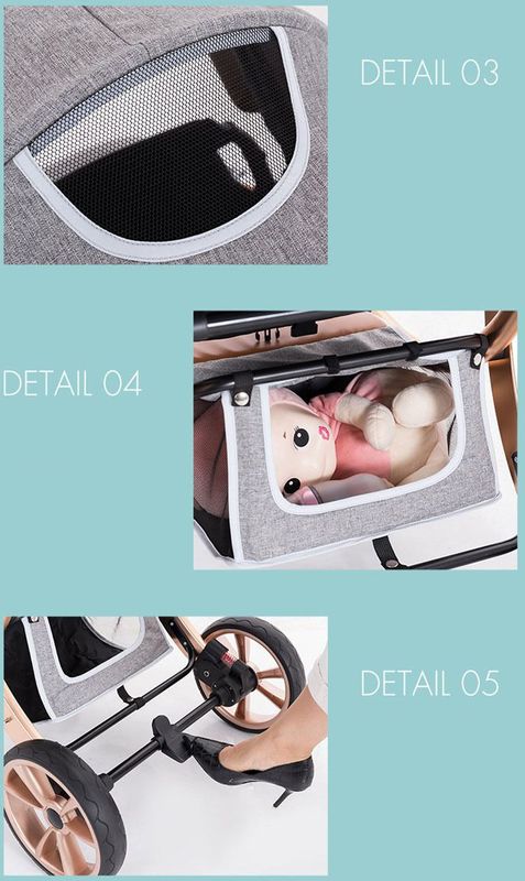 Bellaby - Nieuwe Luxe Kinderwagen 2 In 1 - Goudkleurig - Aluminium