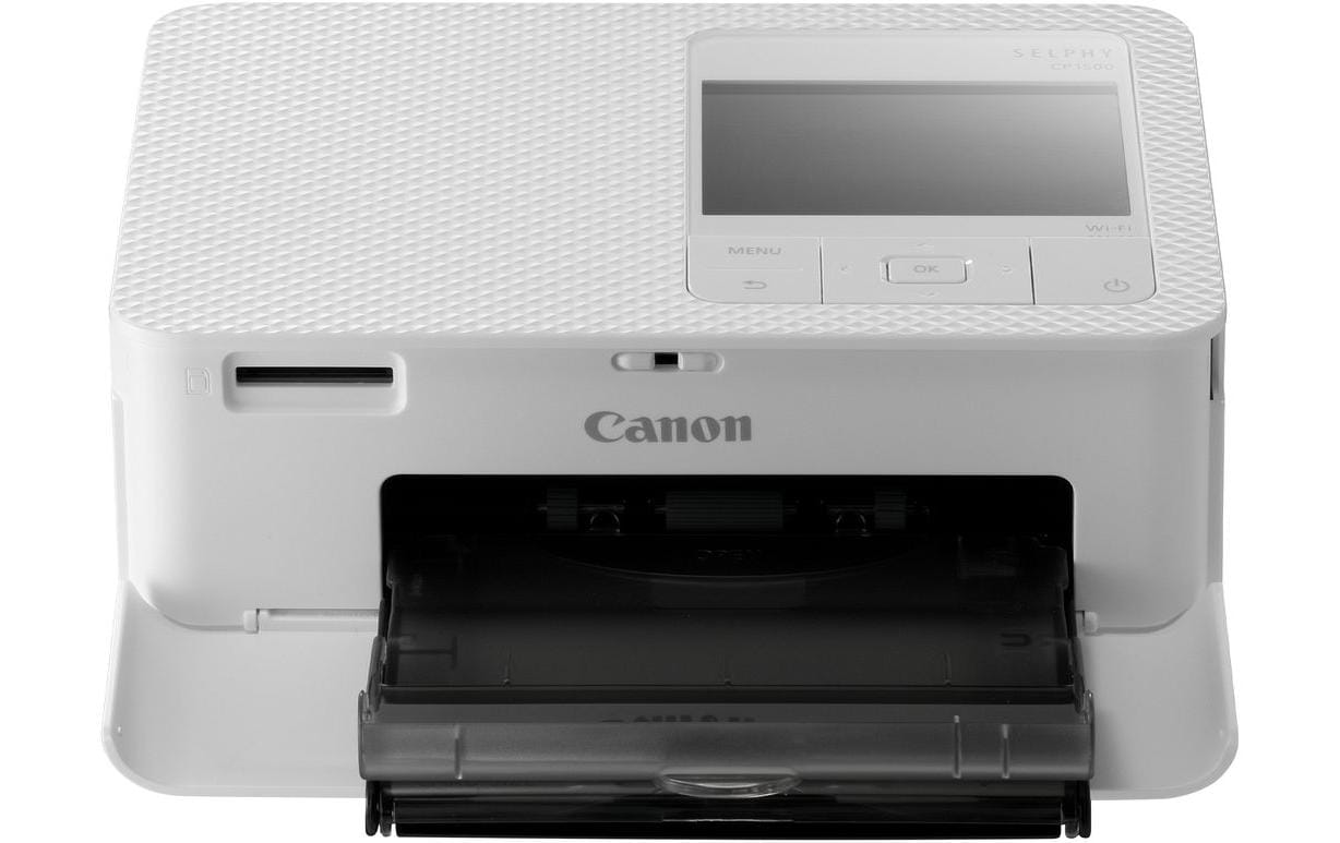 Fotodrucker Selphy CP1500 Weiss inkl. Papier und Tinte<br>Mobiler, WLAN-fähiger Fotodrucker