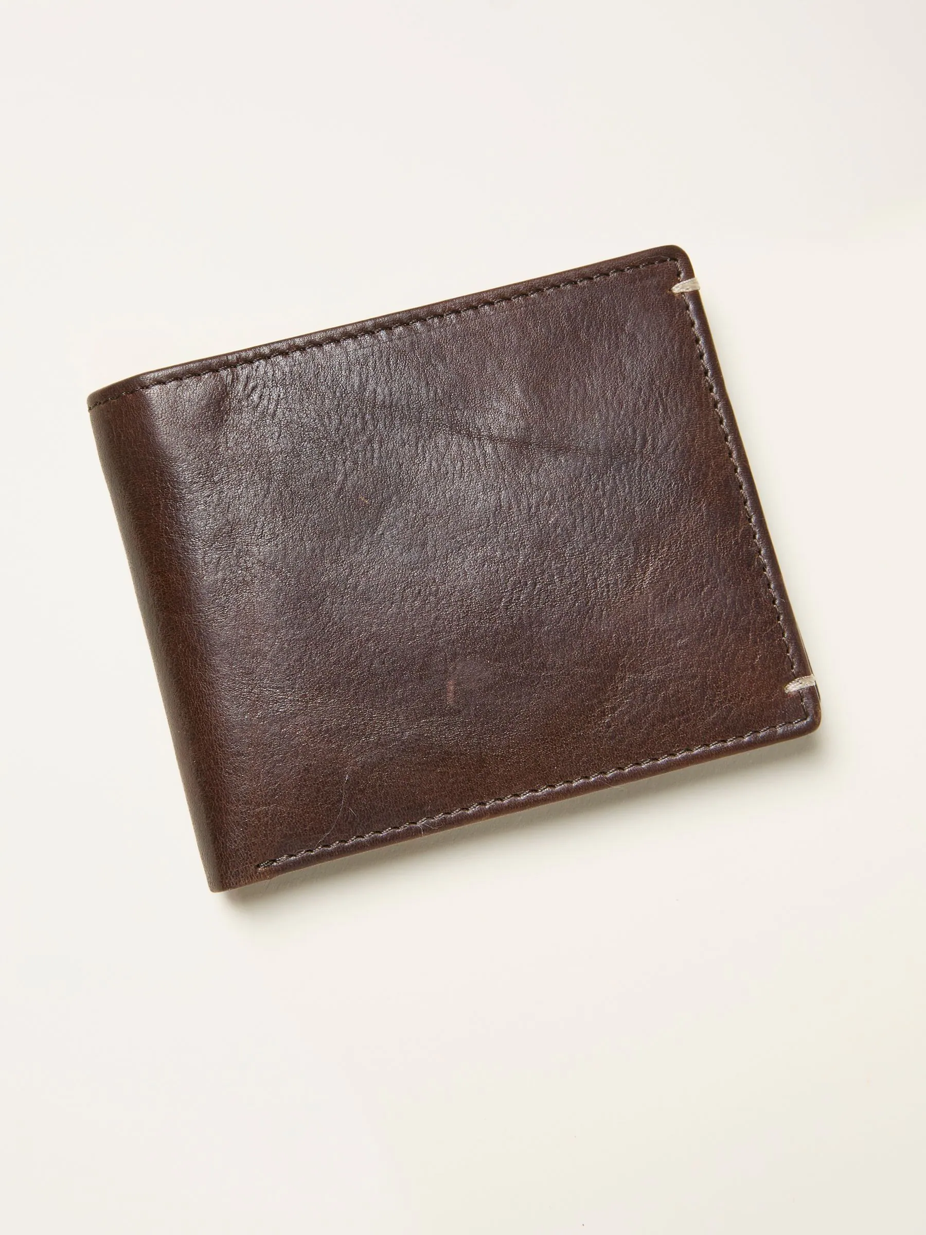 FatFace Corner Stitch Detail Leather Wallet