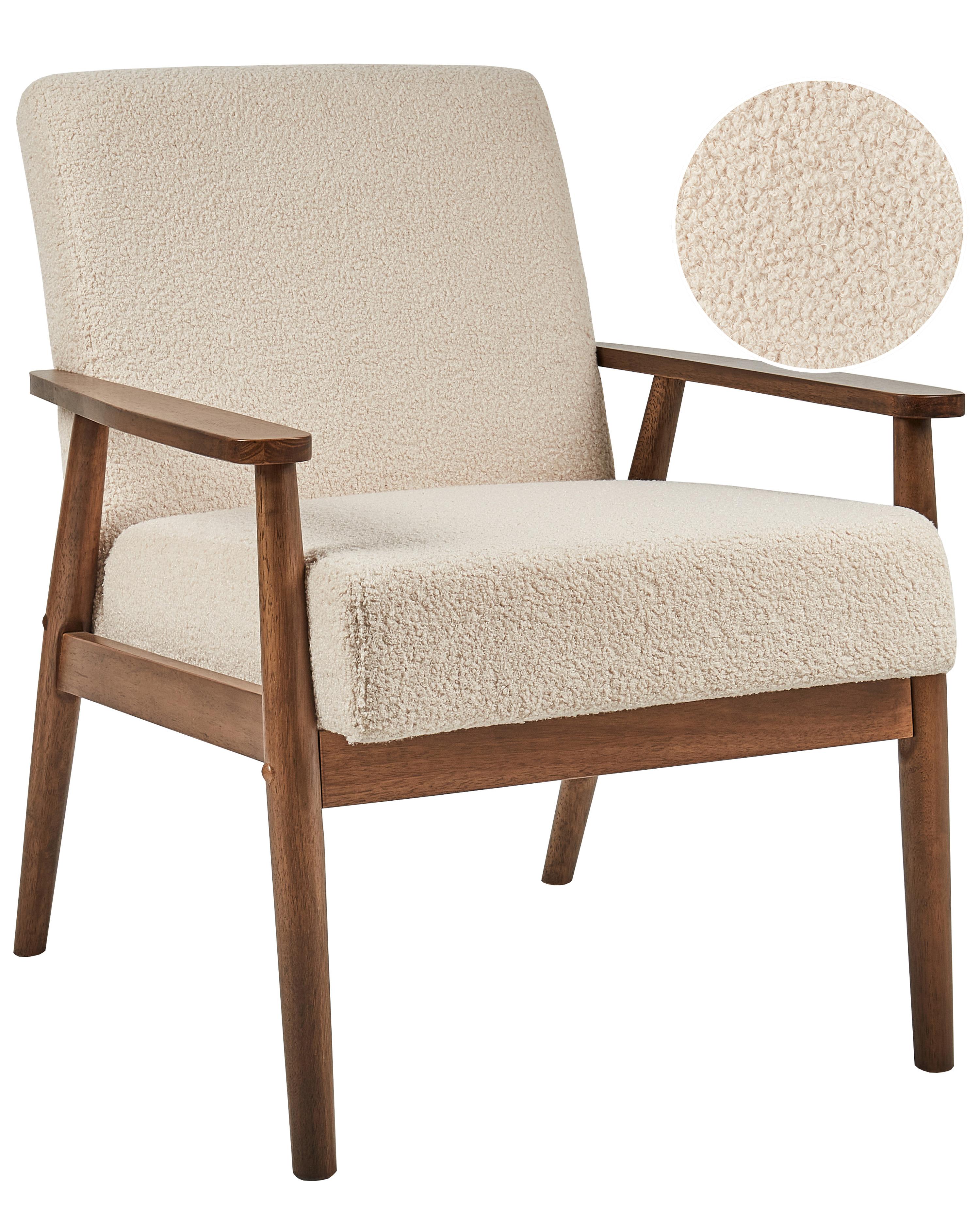 Fauteuil ESRUM Bouclé Donkerbruin/beige
