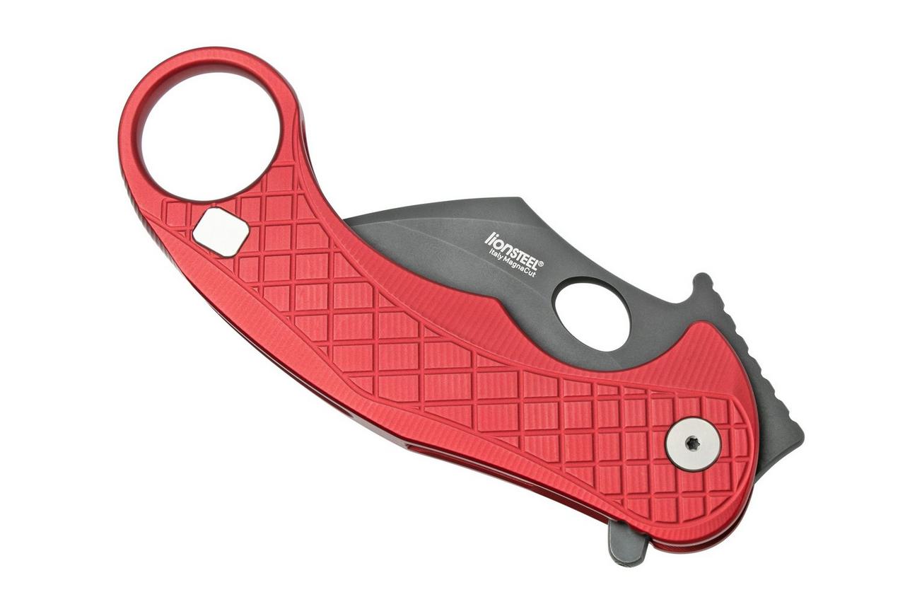 LionSteel L.E.One LE1-A-RB MagnaCut, Black, Red Aluminium, Karambit zakmes