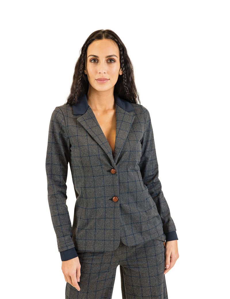 HBT ECLECTIC DENIM | CARREAUX SHIRLEY VESTE FEMME GRIS CHINÉ CARREAUX