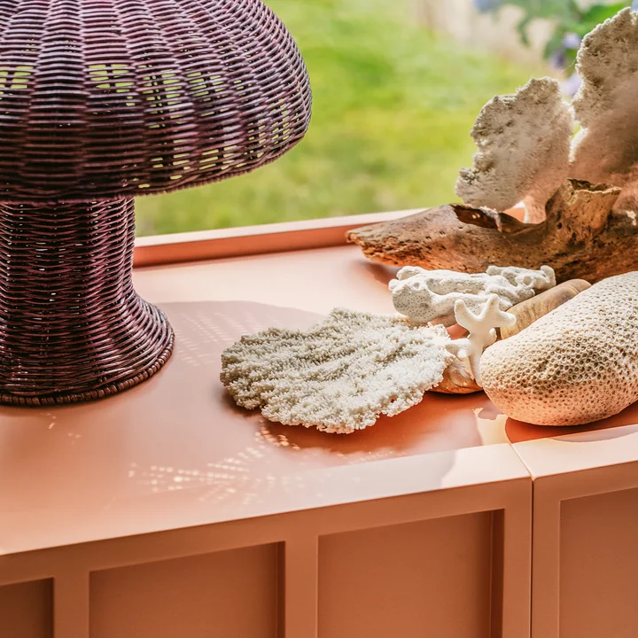 HKliving - Rattan Tischleuchte, coral