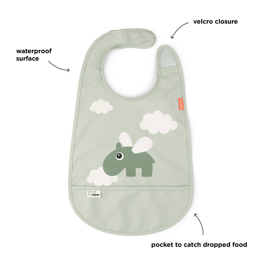 Bib w/velcro Happy clouds Green
