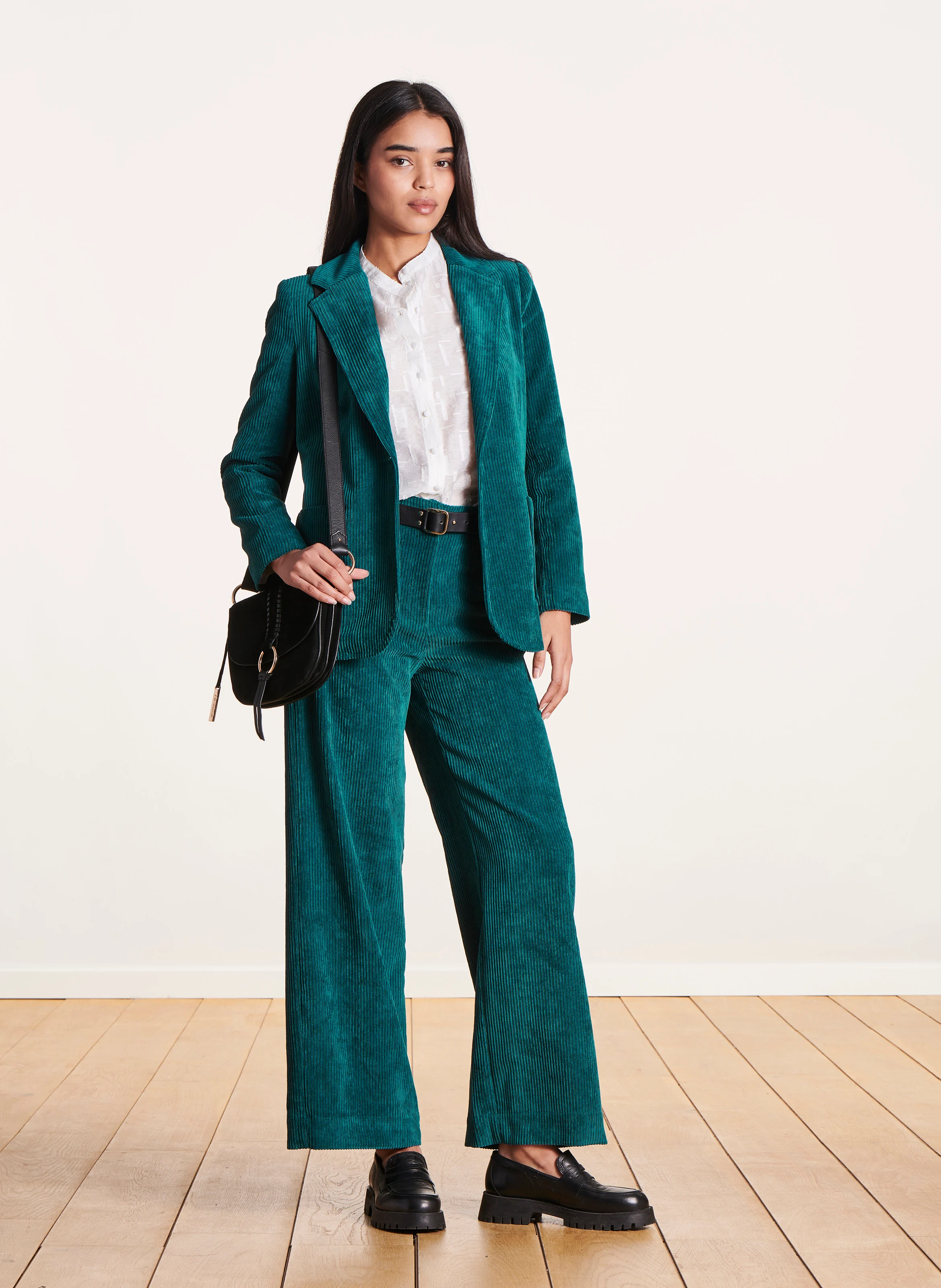 Veste de tailleur côtelé | Bleu