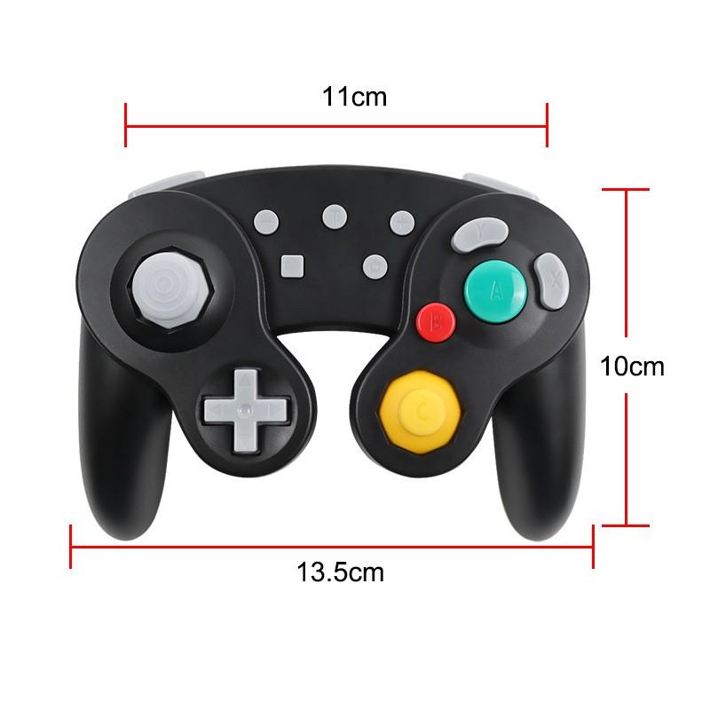 Wireless Shock Game Controller in Retro Gamecube Design kompatibel mit Nintendo Switch / Switch 2 / Lite / OLED - Schwarz