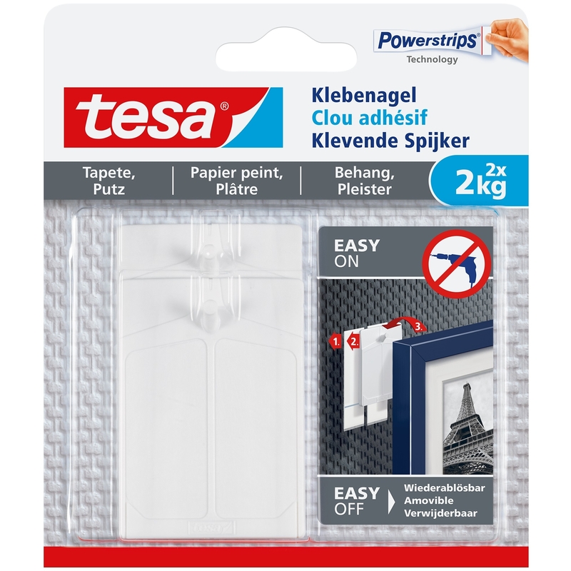 Tesa Klebenagel für Tapeten und Putz, 2 kg, 2 Stück