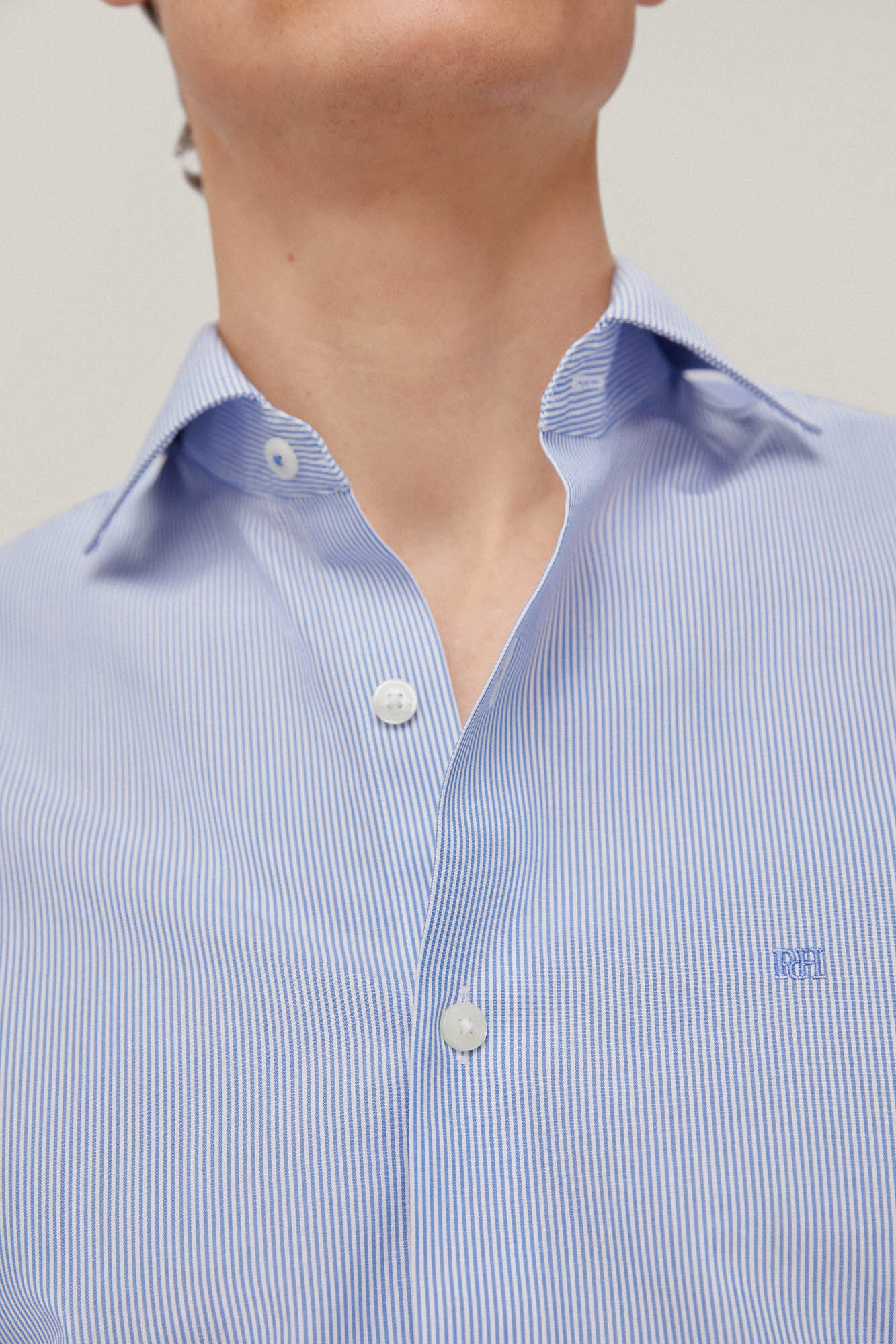Camisa vestir raya fina non iron + antimanchas - Azul