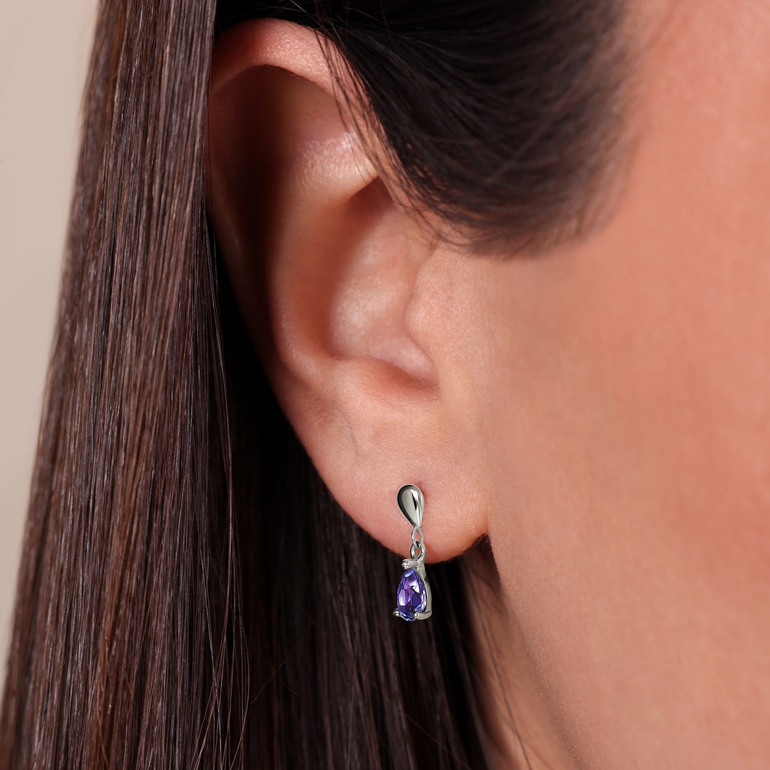 Ohrhänger 750/18 K Weissgold mit Amethyst Tropfen
