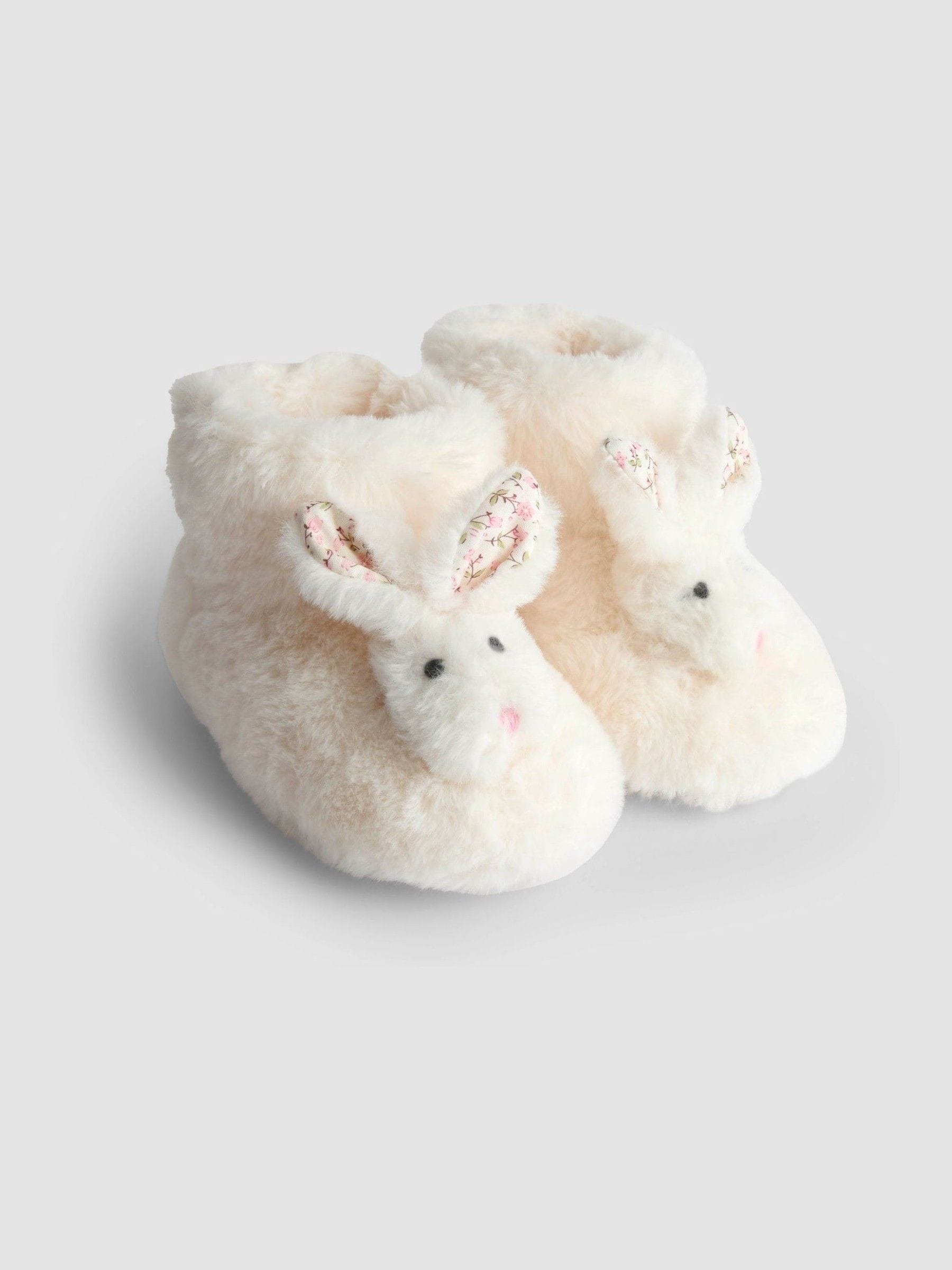 Wit met konijn - JoJo Maman Bébé Plush Slipper Boots