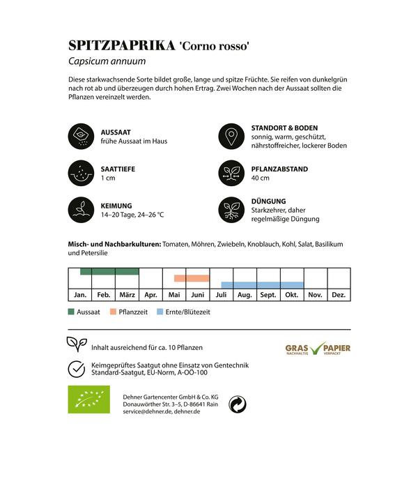 Dehner Bio-Saatgut Spitzpaprika 'Corno rosso'