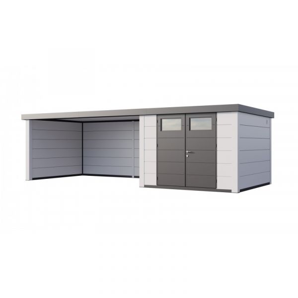 Telluria Abrigo de Jardim Metálico NH8 com Apoio Xl à Esquerda Branco / Branco (298 x 298)   (464 x 298) Aço Galvanizado