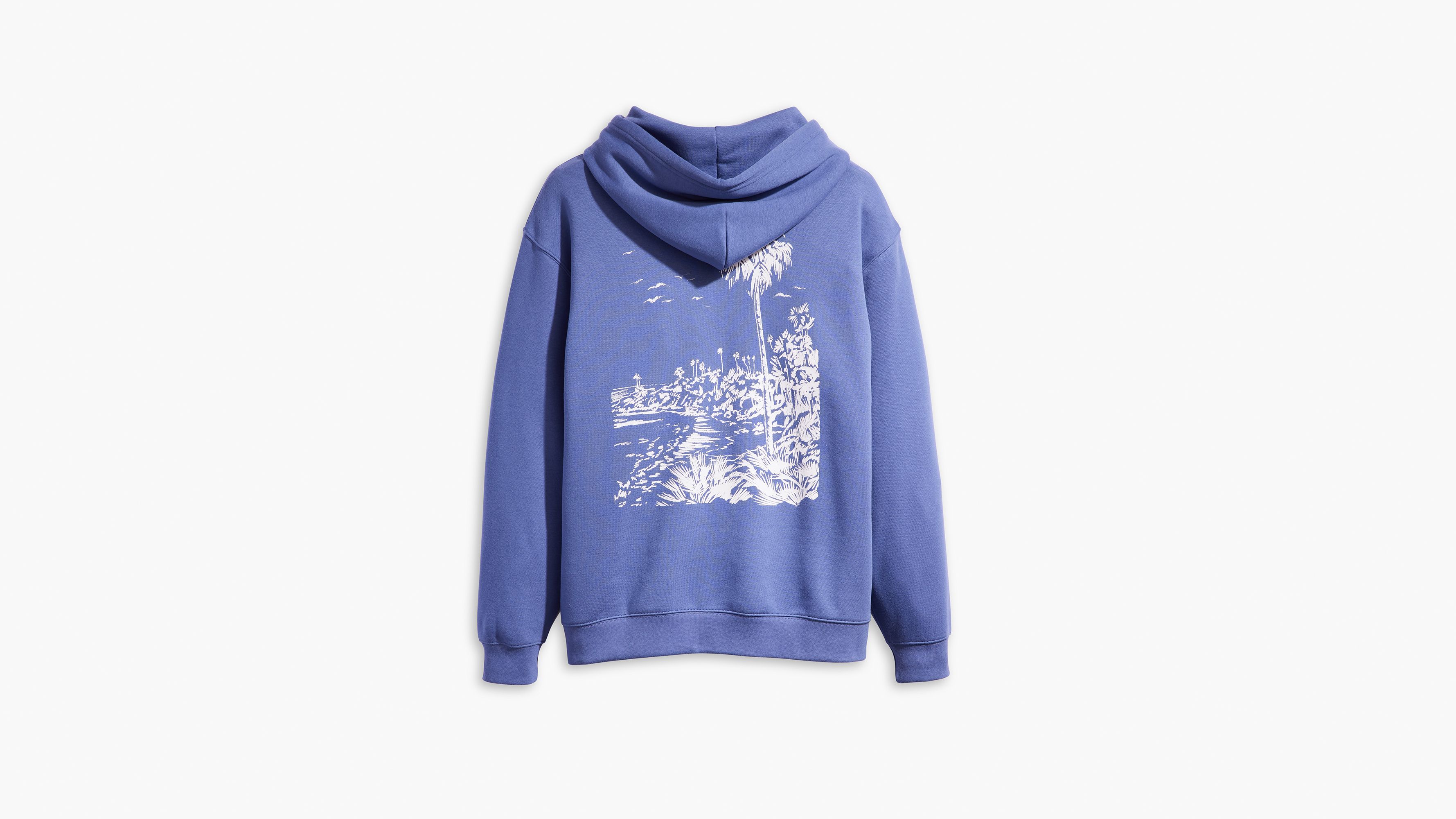 Sweat à capuche graphique Relaxed - One With Nature Palm Coastal Fjord - Bleu