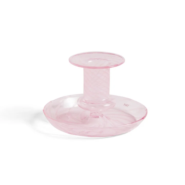 HAY - Flare Kerzenständer, Ø 11 x H 7,5 cm, pink / weiss