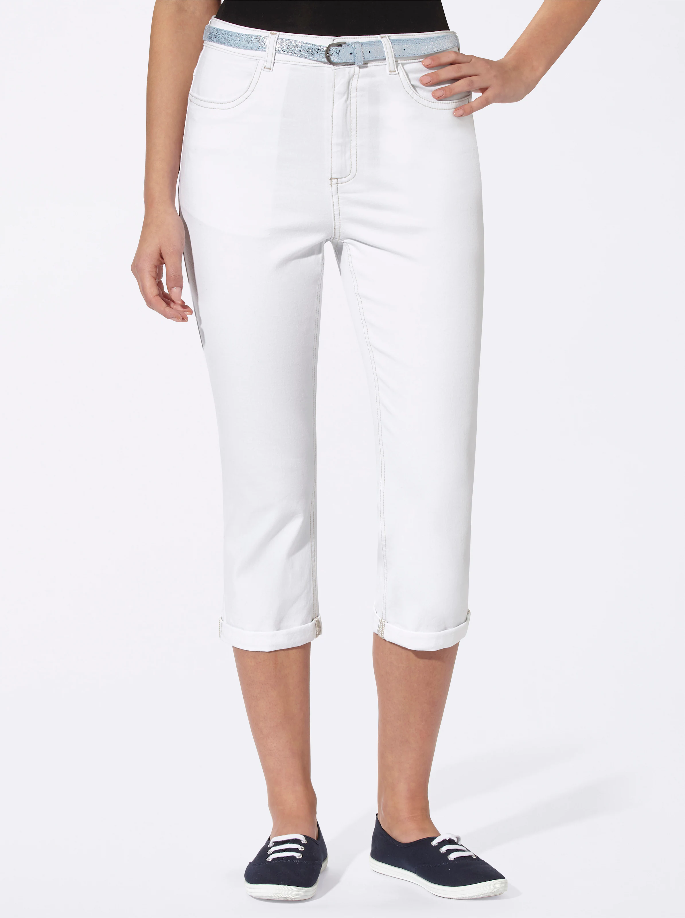Caprijeans in weiß