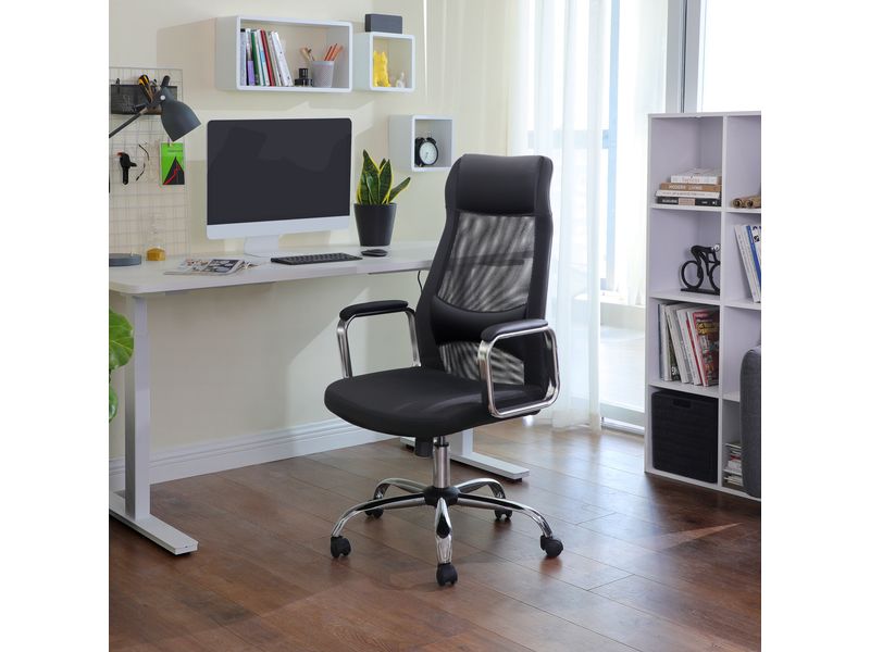 Songmics Bürostuhl mit atmungsaktiver Rückenlehne, Schwarz Ergonomischer Schreibtischstuhl