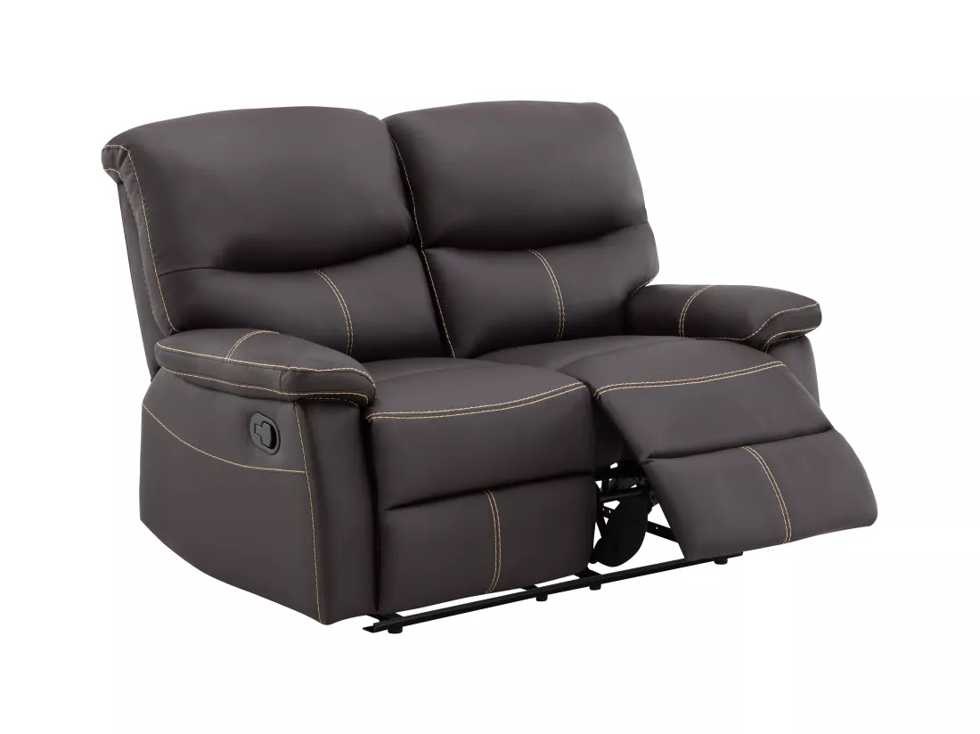 Canapés 3 places 2 places et un fauteuil relax en simili marron CANBY