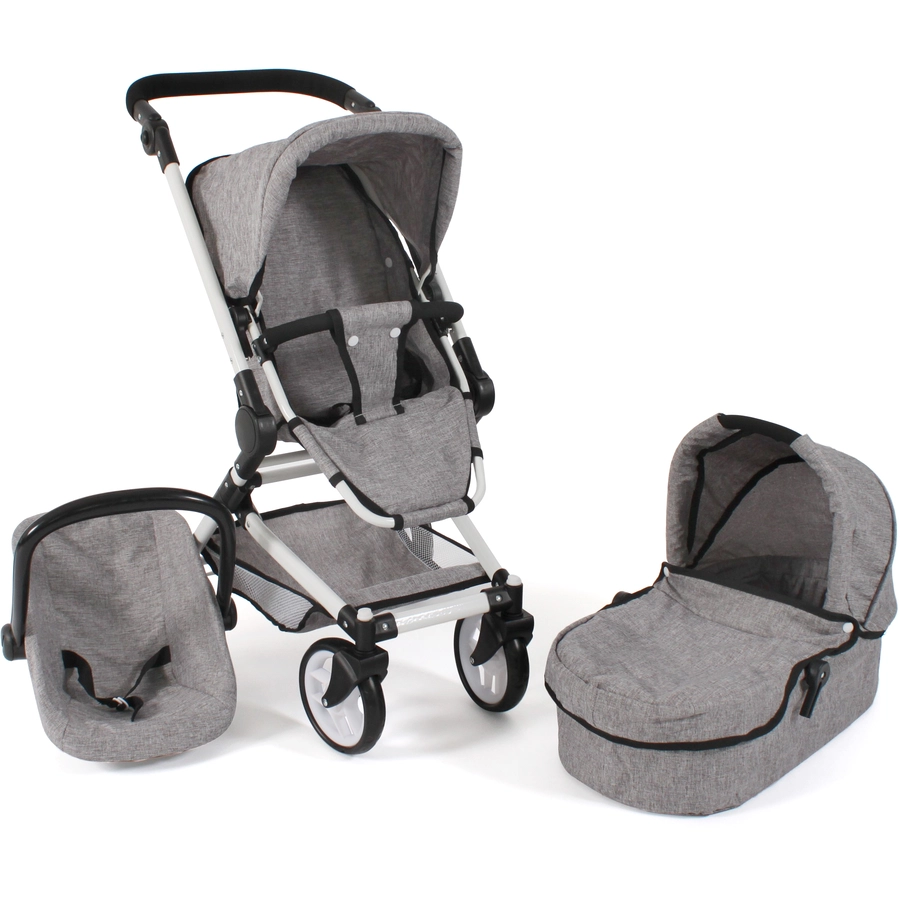 BAYER CHIC 2000 Kombipuppenwagen Fides 3 in 1 grau