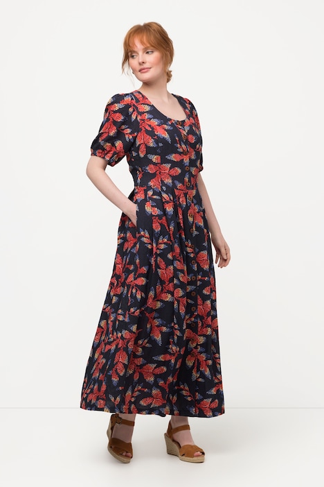 Trachtenkleid, Leinenmix, Knopfleiste, Rundhals, Halbarm