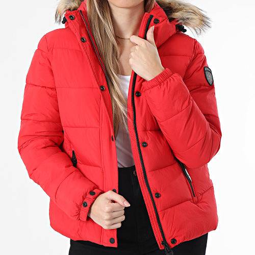 Doudoune Capuche Fourrure Femme Faux Fur W5011569A Rouge
